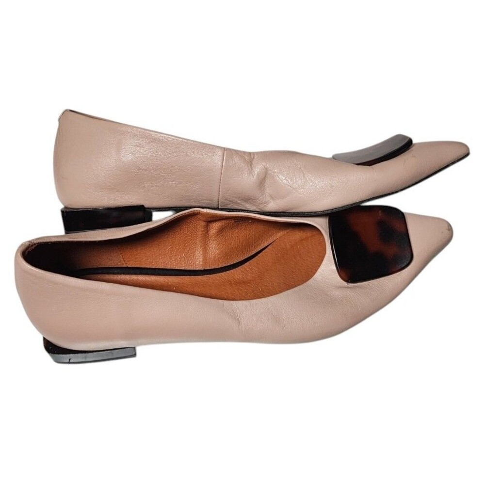 Ana Palma Pointed Toe Flats Tortoiseshell Accent Leather Size EU 40 US 9 Spain